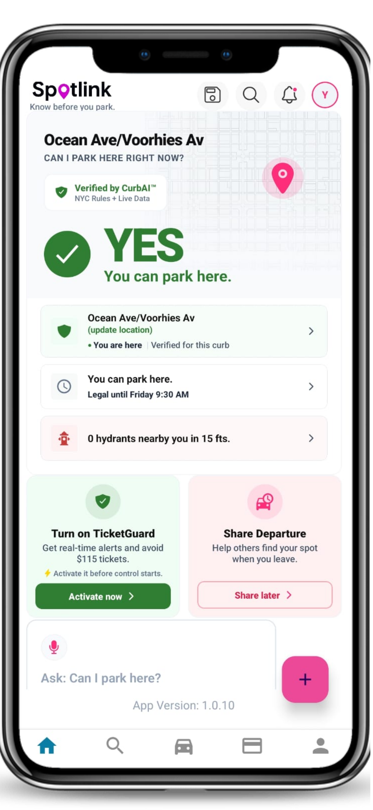 Spotlink home app screen