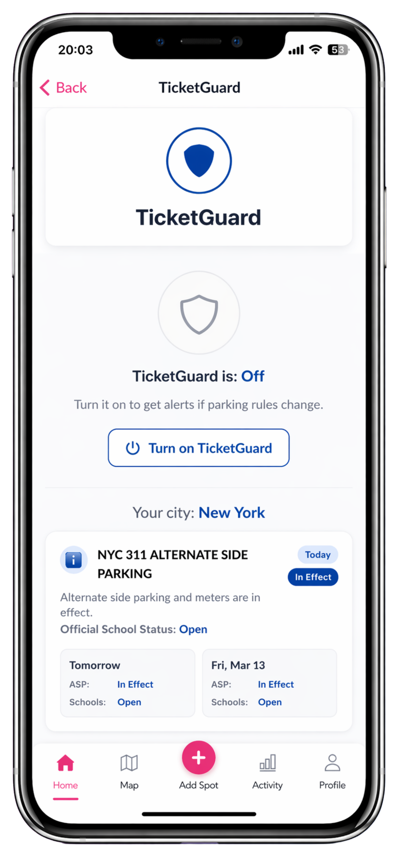 TicketGuard alert
